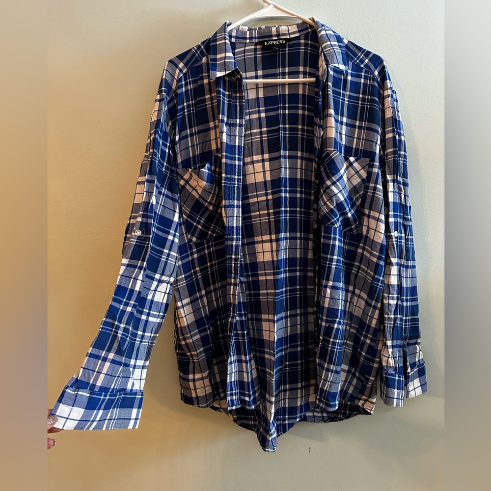 Blue plaid shirt